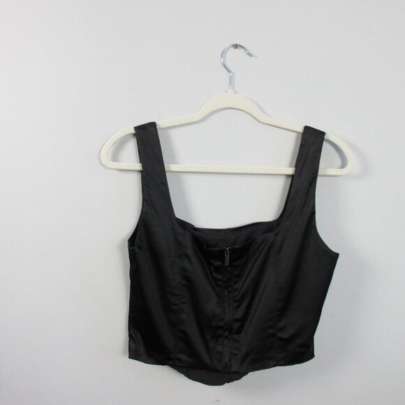 House of Harlow Revolve Women's Satin Crop Tank Top Pants Set M Black Party - Picture 2 of 13